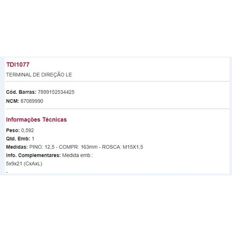 Terminal Direcao Esq Yiming