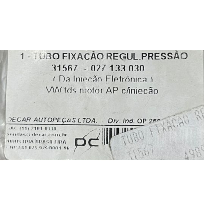 Tubo Fixacao Regulador Pressao Decar