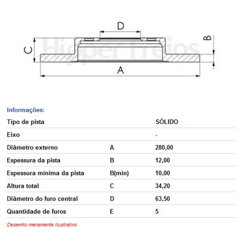 Disco Freio Tras Hf15e Hf