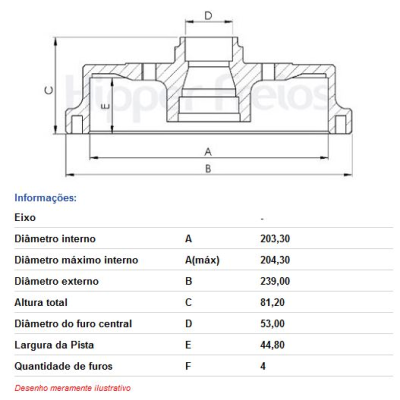 Tambor Freio Hf113 Hf