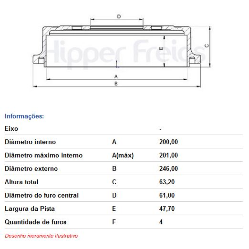 Tambor Freio Hf708 Hf