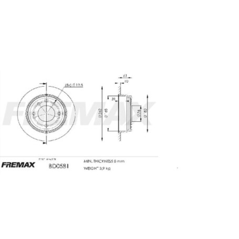 Disco Freio Tras Bd0581 Fremax