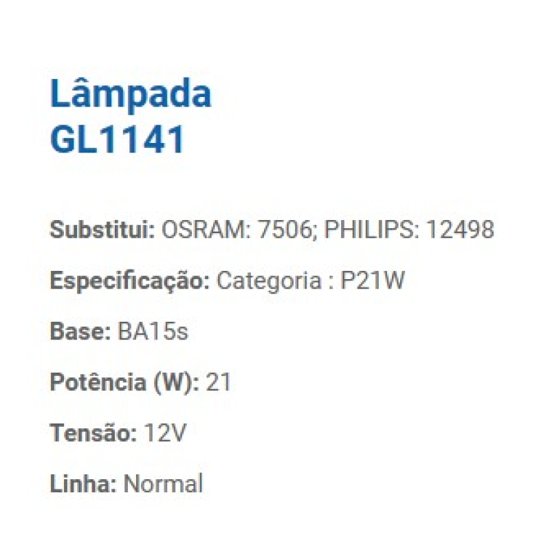 Lampada 1141 12v 21w 1 Polo Gauss