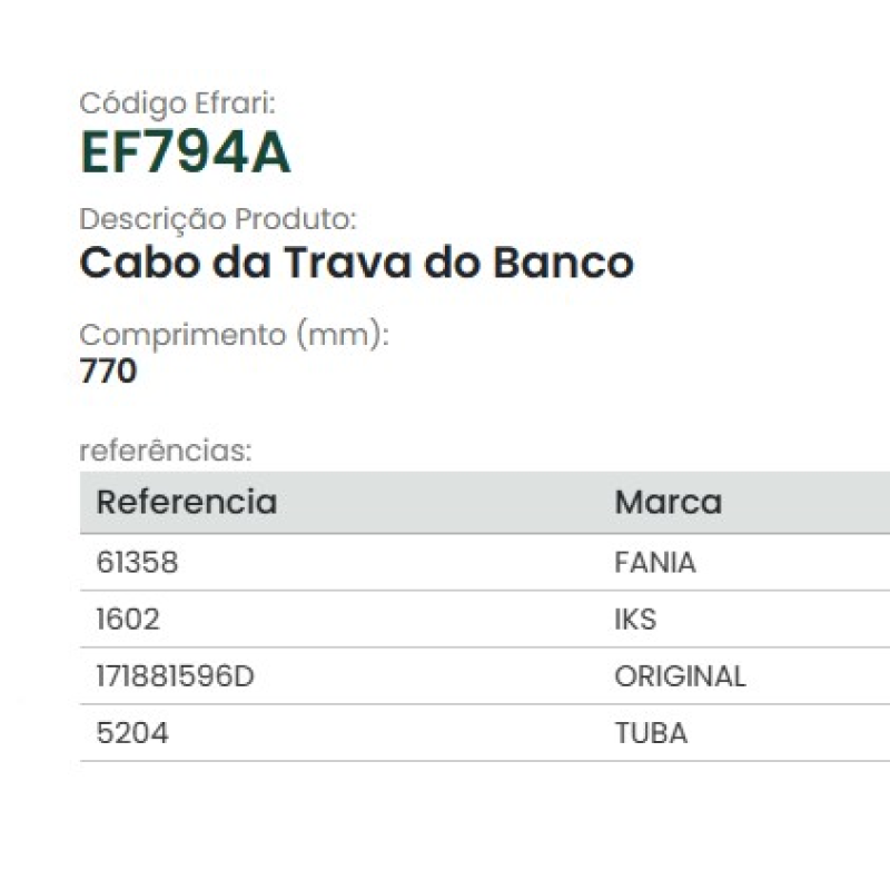 Cabo Trava Banco Dir Ef794a Efrari