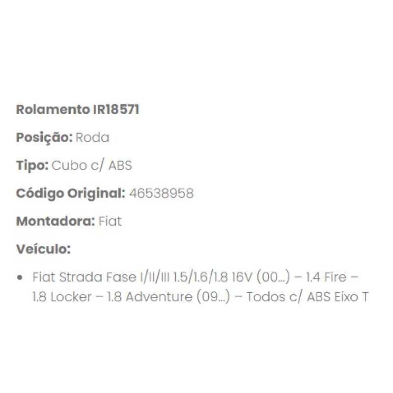 Cubo Roda Tras Ir18571 Irb