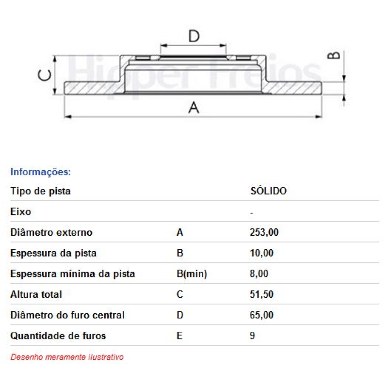 Disco Freio Tras Hf82d Hf