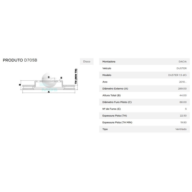 Disco Freio Diant Mds