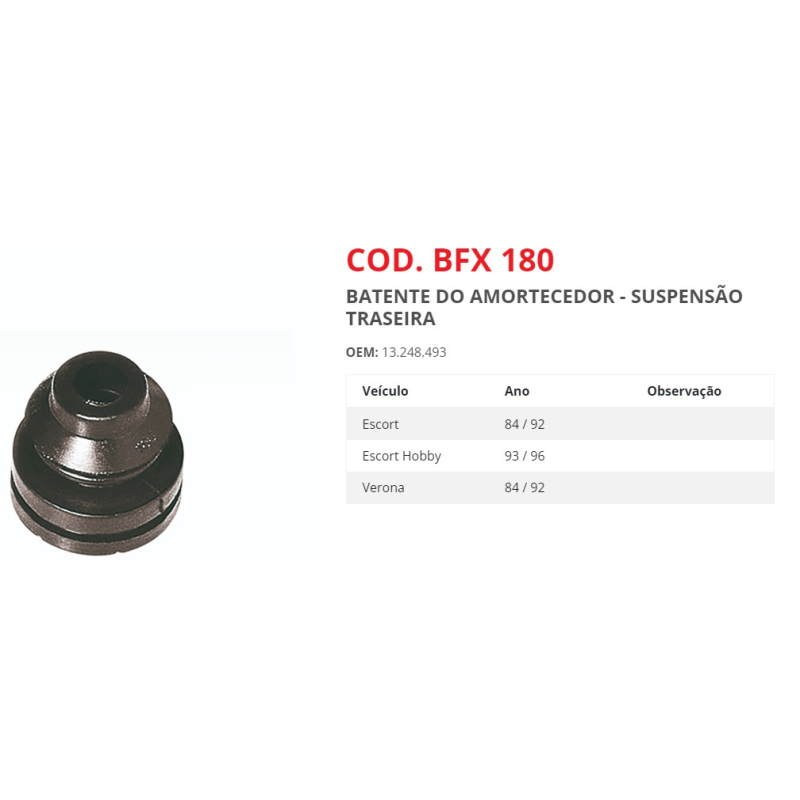 Batente Amortec Tras Mb252a/bfx180 Borflex