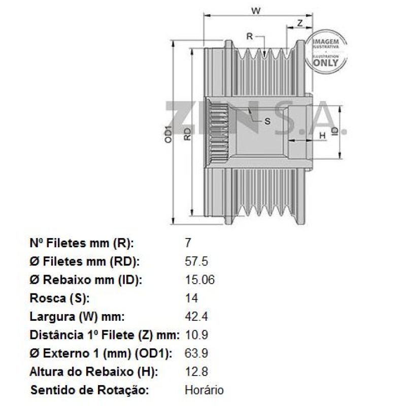 Polia Alternador (roda Livre) Zen