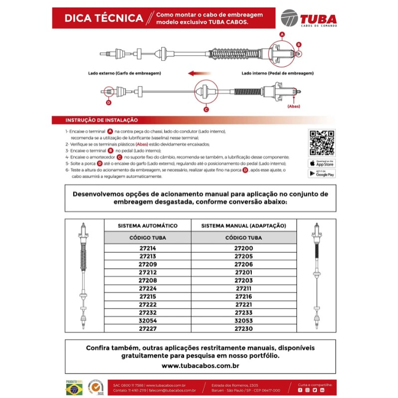 Cabo Embreagem Tuba