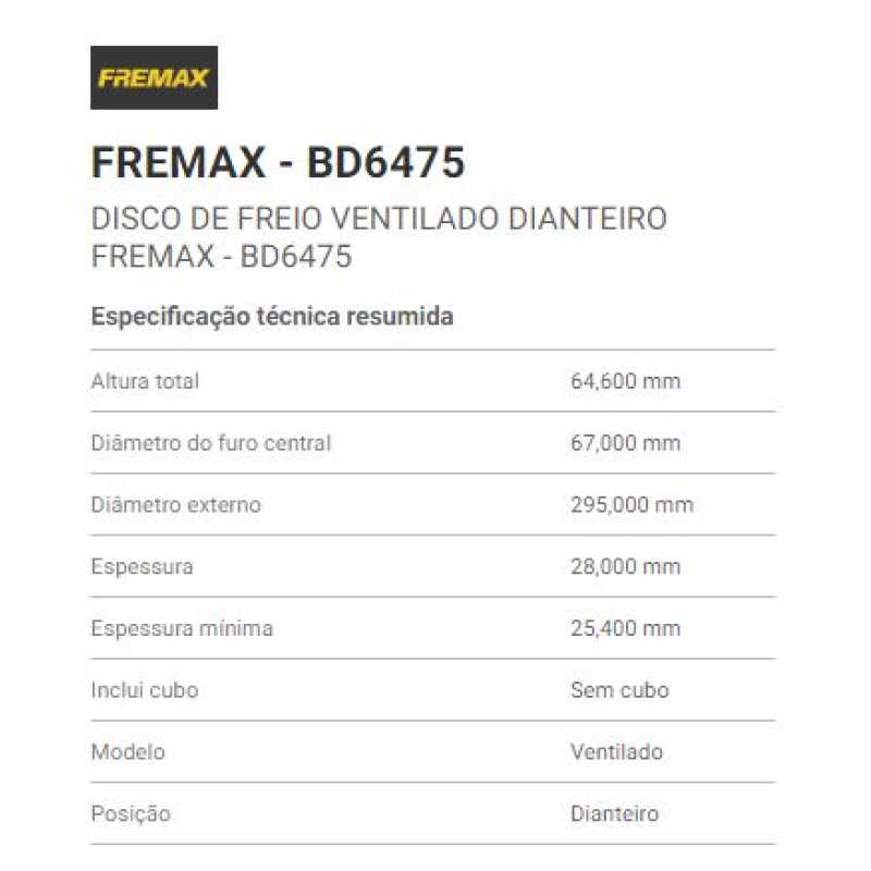 Disco Freio Diant Fremax