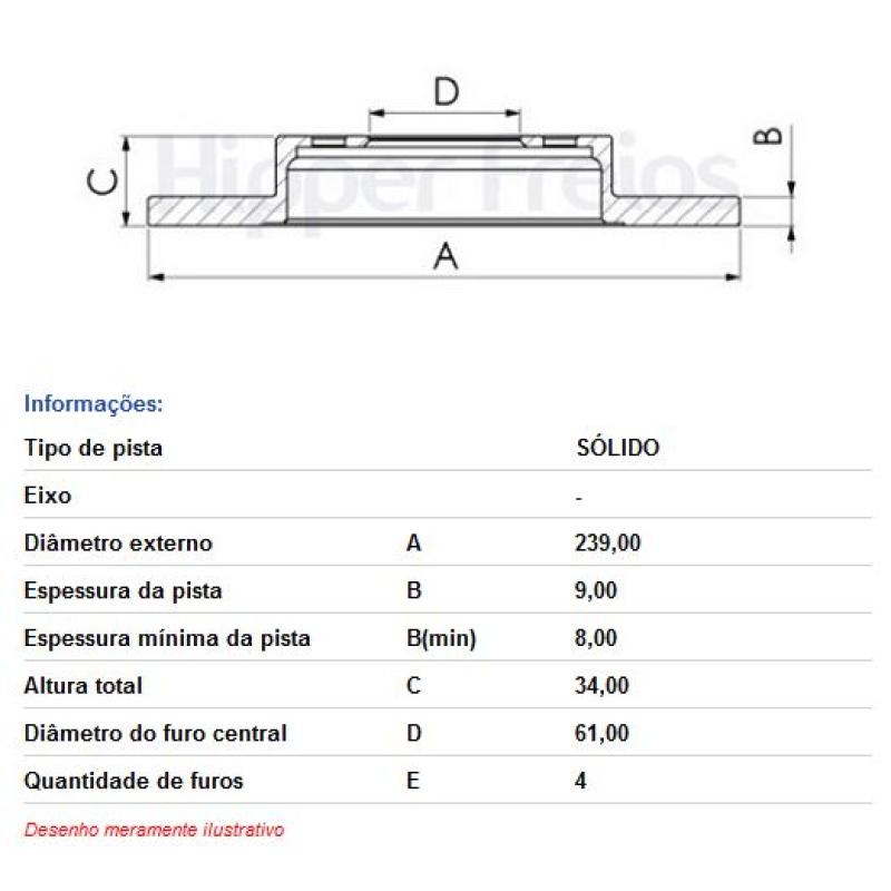 Disco Freio Tras Hf700g Hf