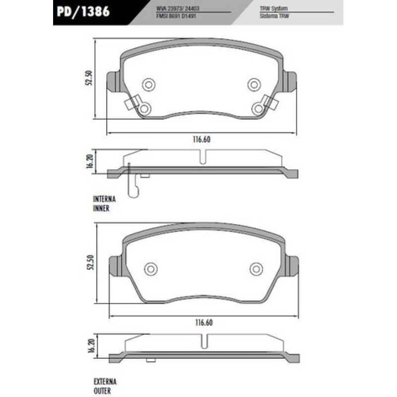 Pastilha Freio Pd1386 Frasle
