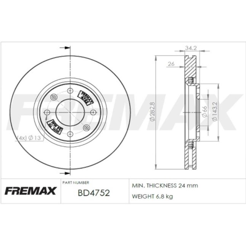 Disco Freio Diant Bd4752 Fremax
