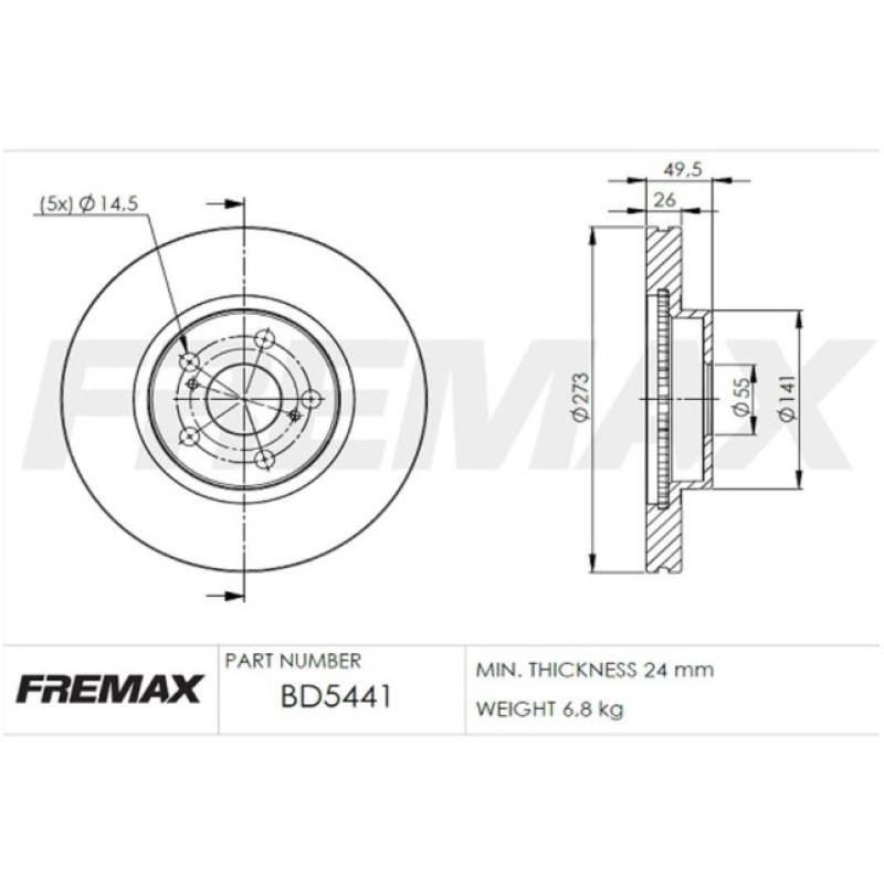 Disco Freio Diant Bd5441 Fremax