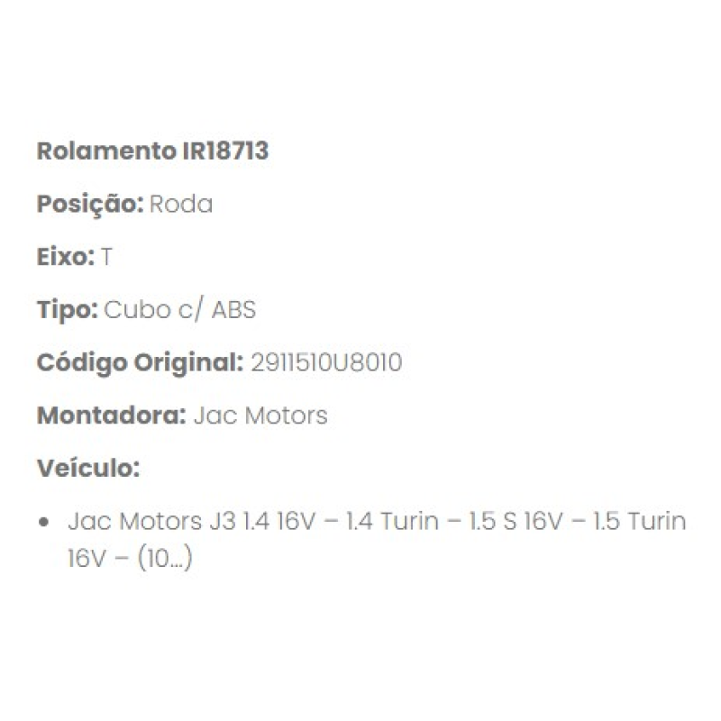 Cubo Roda Tras Ir18713 Irb
