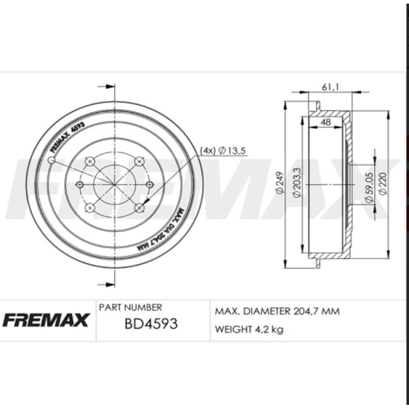Tambor Freio Bd4593 Fremax