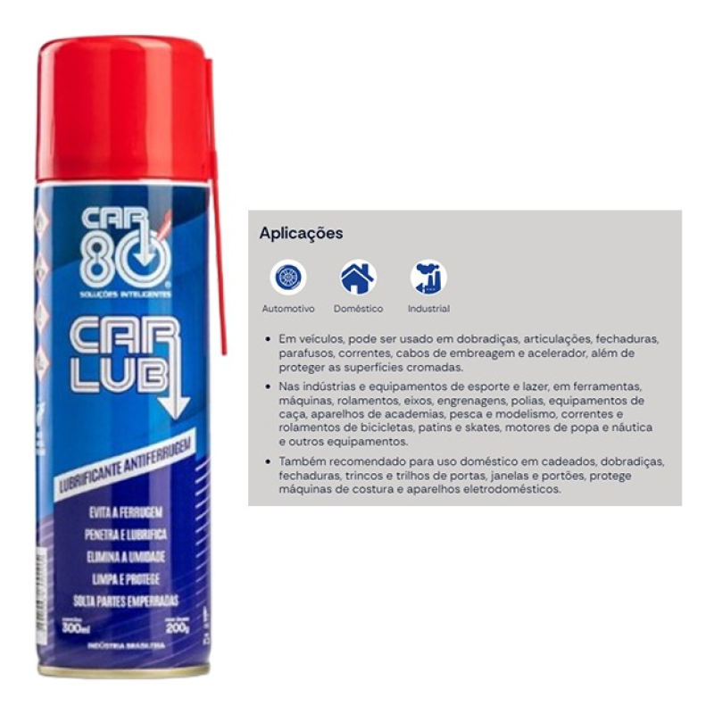 KIT CAR80 DESCARBONIZANTE + LIMPA CONTATO + DESENGRIPANTE